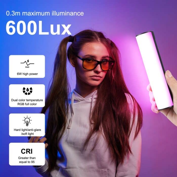 PULUZ 17 cm Foto-Handheld-Vollfarb-RGB-Stablicht, magnetisches LED-Fülllicht – Bild 8