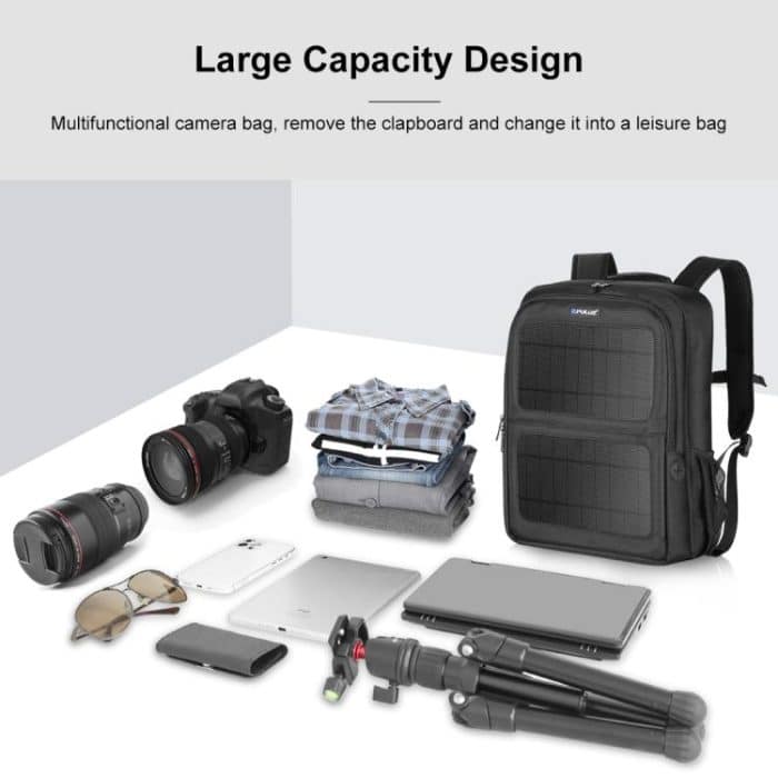 PULUZ Solar Power Outdoor Tragbare Kamera Dual Shoulders Rucksack Laptoptasche, Solar Shoulders Backpack – Bild 8