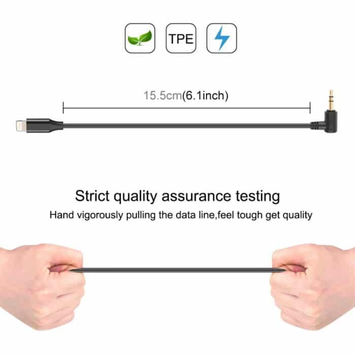 PULUZ 3,5 mm TRS-Stecker auf 8-poligen Stecker Live-Mikrofon-Audio-Adapterkabel für PU3153/PU3154, 3.5mm to 8 Pin – Bild 3