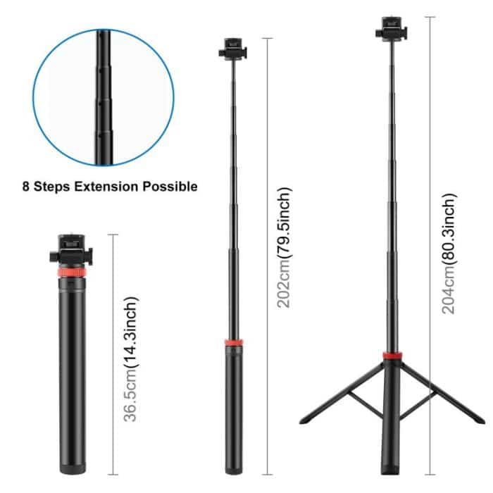 PULUZ 2m 8-section Aluminum Alloy Broadcast Fill Light Bracket Telescopic Tripod – Bild 3