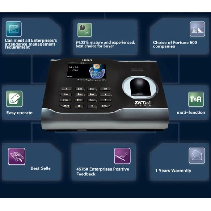 U160 3,0-Zoll-Farbbildschirm ZK Software Fingerabdruck Zeiterfassung mit TCP / IP, USB-Kommunikation Bürozeiterfassung – Bild 8