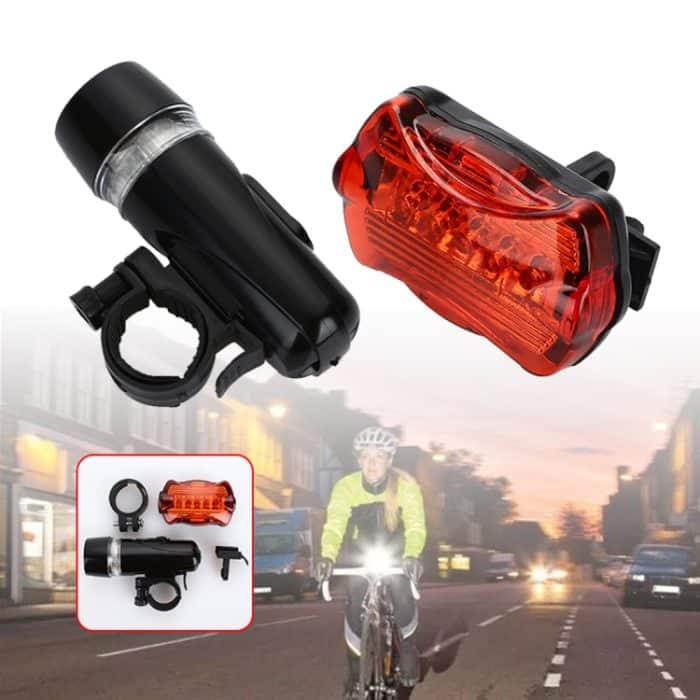 5 LED wasserdichtes Fahrrad Fahrradscheinwerfer + hintere Sicherheitstaschenlampe – Bild 13
