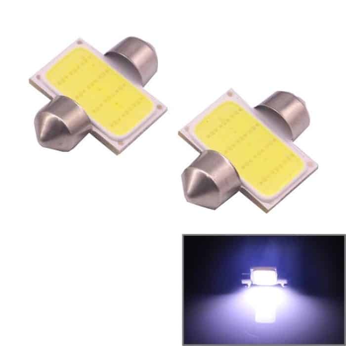 2 Stück 31 mm 1,5 W 80 lm weißes Licht 1 COB LED-Kennzeichen-Leselampen Auto-Glühbirne, 31mm – Bild 1