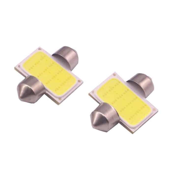 2 Stück 31 mm 1,5 W 80 lm weißes Licht 1 COB LED-Kennzeichen-Leselampen Auto-Glühbirne, 31mm – Bild 2