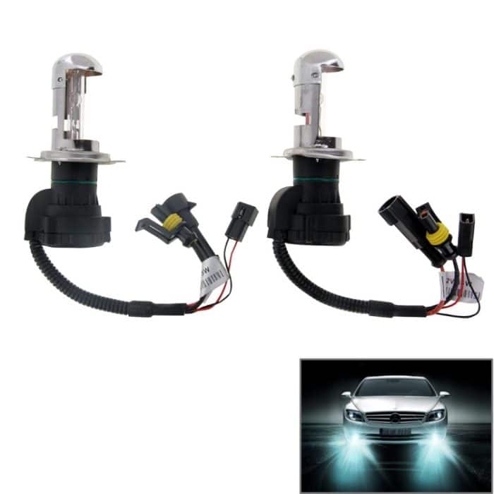 DC12V 35W H4-3 HID Xenonlicht Einstrahl Super Vision Wasserdichte Scheinwerfer mit einem Kabel, Farbtemperatur: 6000K, 2er Pack – Bild 1