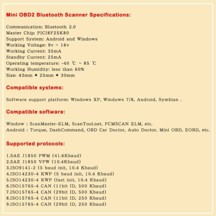 HH OBD ELM327 OBDII V1.5 Bluetooth Advanced Scan Tool Drahtloses Tool zur Diagnose der Kraftstoffgeschwindigkeit – Bild 9