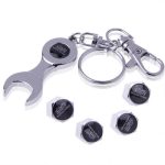Reifen Ventilkappen 4 Stück mit Schlüssel Keychain (Silber) – Bild 2