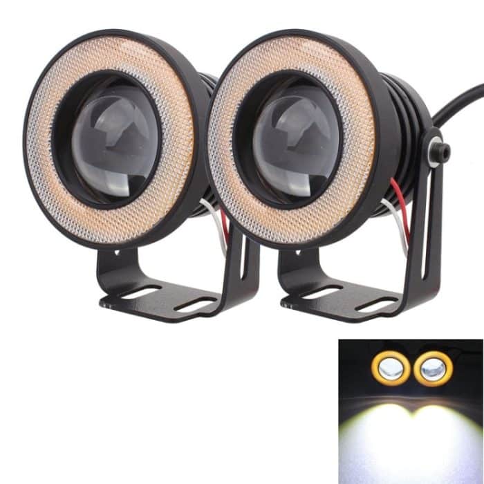 S-CMS-1732.jpg 2 PCS 2,5 Zoll 10W 900LM Weiß + Gelb Licht 6500K Wasserdichtes LED Eagle Eye Licht für Fahrzeuge, DC 12V, Kabellänge: 20 cm (Schwarz) – Bild 1