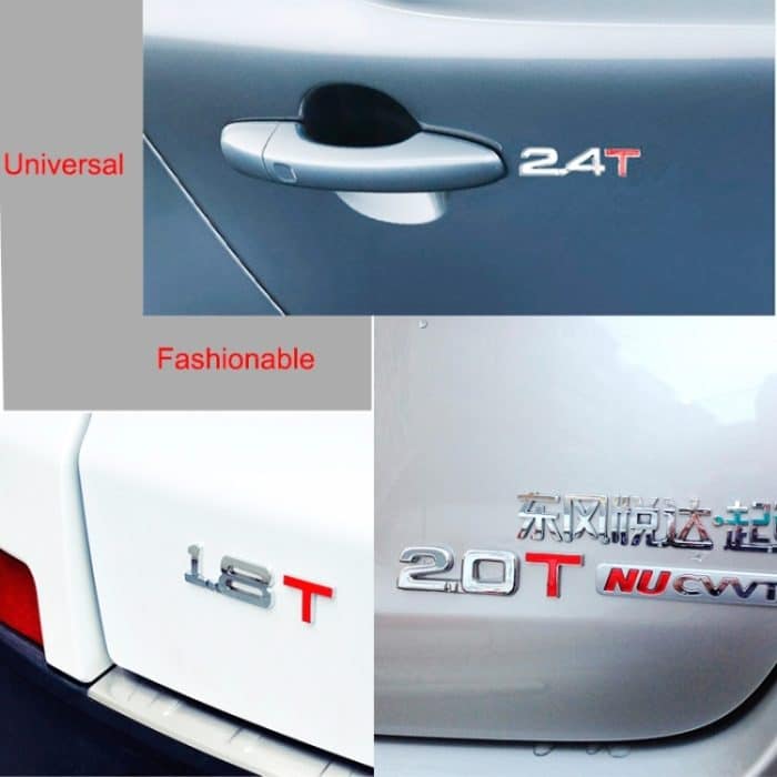 3D-Universal-Aufkleber aus verchromtem Metall, Auto-Emblem, Aufkleber, Autoanhänger, Gasverdrängung, Identifizierung, Größe: 8,5 x 2,5 cm, 1.6T, 1.8T, 2.0T, 2.2T, 2.4T, 2.5T, 2.8T, 3.0T – Bild 3