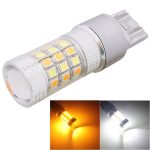 T20 / 7443 8W 420LM Weiß + Gelb Licht 42 LED 2835 SMD Lenkglühlampe für Auto-Bremslicht, DC 12V