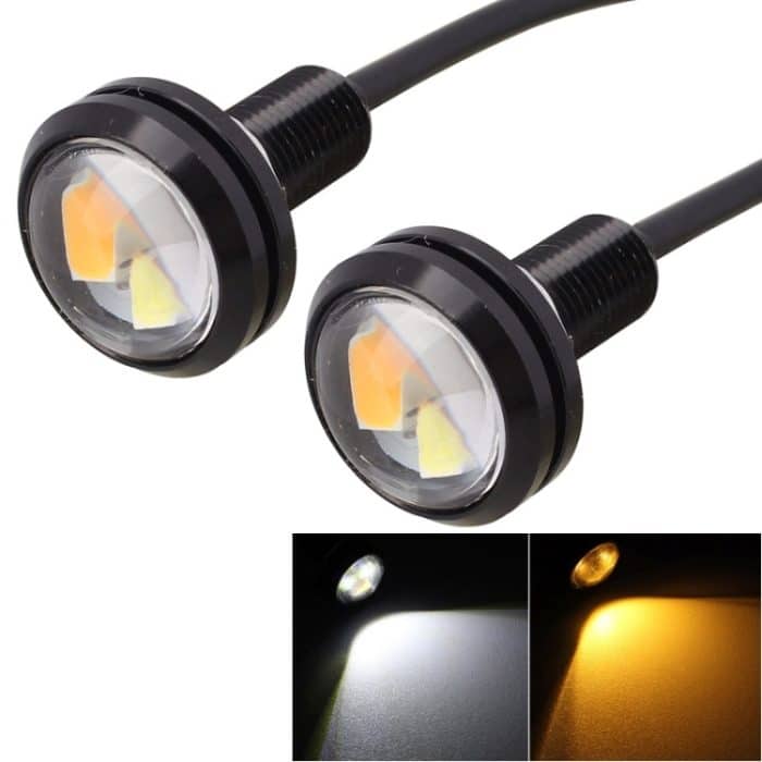 2 Stück 22,5 mm 2 W 200 lm weißes + gelbes Licht 4 LED SMD 5630 Eagle Eye Autolenklicht Tagfahrlicht, 0 – Bild 1