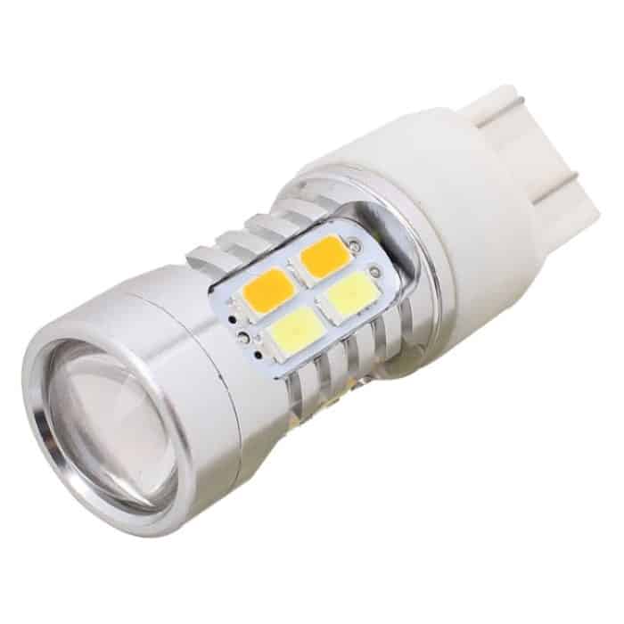 2PCS T20 10W 700LM Gelb + Weiß Licht Doppelkabel 20-LED SMD 5630 Glühbirne für Auto-Bremslicht, Konstantstrom, DC 12-24V – Bild 2
