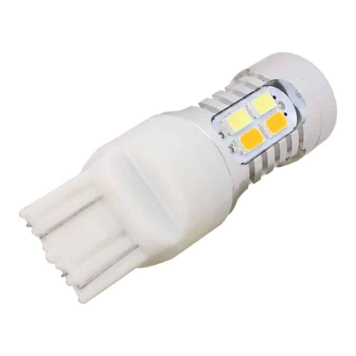 2PCS T20 10W 700LM Gelb + Weiß Licht Doppelkabel 20-LED SMD 5630 Glühbirne für Auto-Bremslicht, Konstantstrom, DC 12-24V – Bild 3