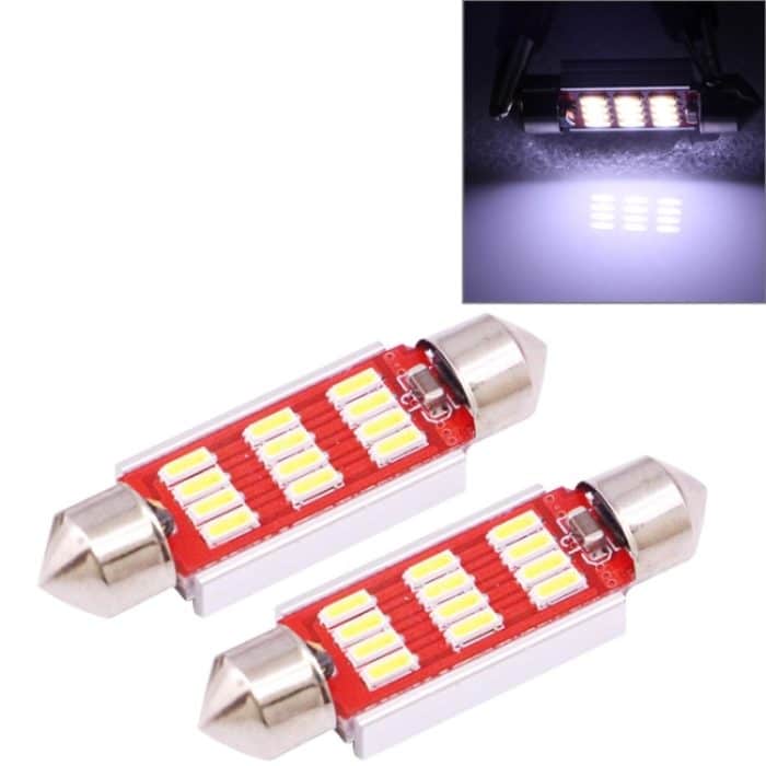 S-CMS-4104.jpg 2 PCS 39mm 3.5W 180LM Weißlicht 12 LED SMD 4014 CANBUS Kennzeichen Leselampen Autolampe – Bild 1
