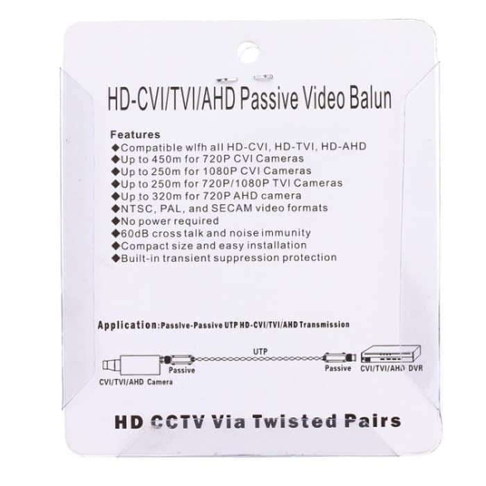 2 PCS 202E-HD CVI / TVI / AHD 1CH Passiver Video-Balun-Koaxialadapter – Bild 5