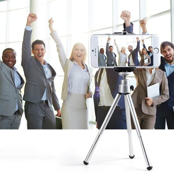 Tragbarer 360-Grad rotierendes Mobiltelefon-Shooting-Stativ (Silber) – Bild 7