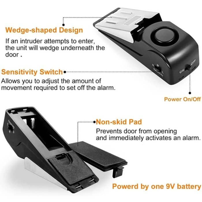 HH-MD001 Türanschlag Keilarm für Zuhause und Reisen (schwarz) – Bild 3