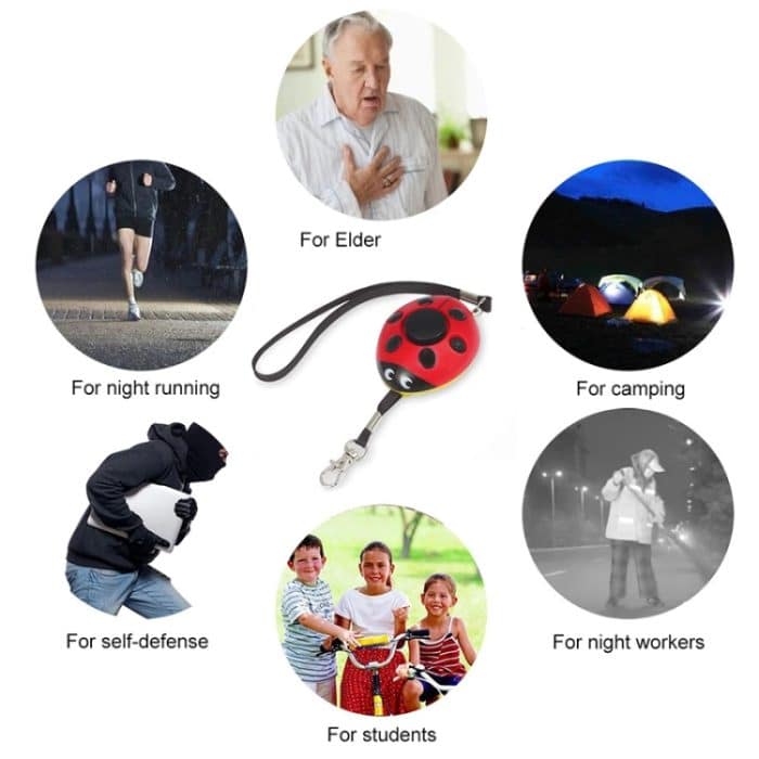 Marienkäfer Personenalarm, Selbstverteidigung Verteidigen Wolf, Minialarm für Mädchen und Kinder (rot) – Bild 6