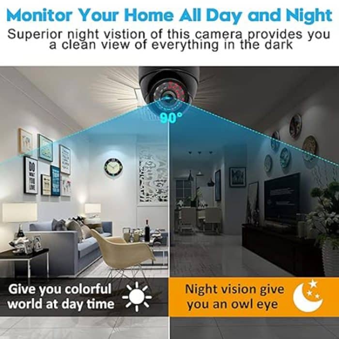 Realistisch aussehende Dummy Security CCTV-Kamera mit blinkender roter LED (schwarz) – Bild 4