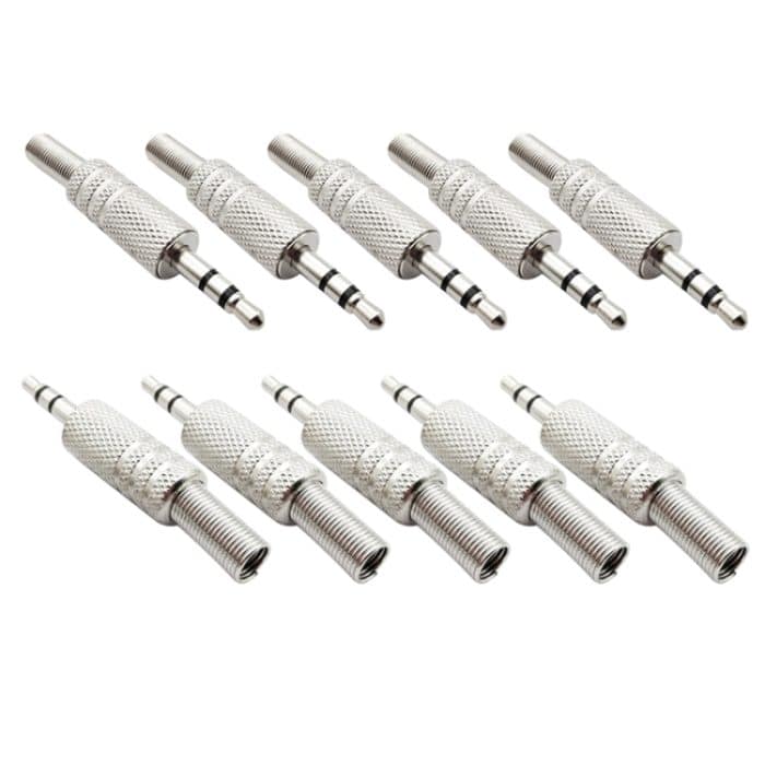 JL0037 3,5-mm-Audio-Buchsenstecker (10 Stück in einem Paket, der Preis ist für 10 Stück) (Silber) – Bild 1