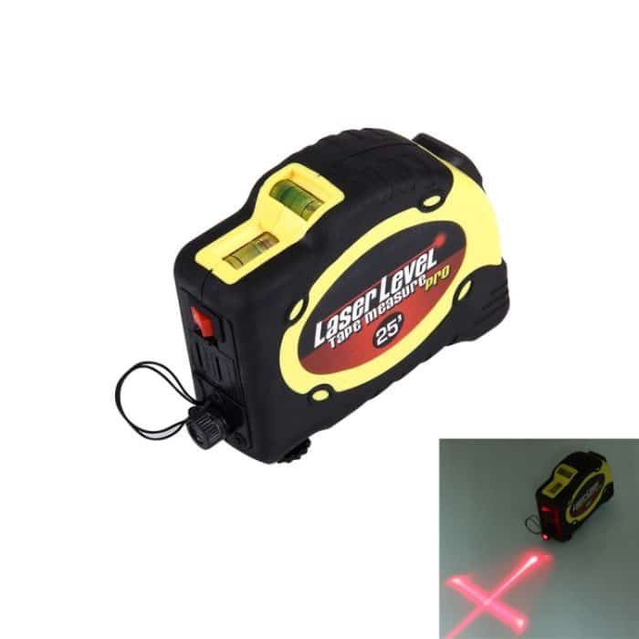 Laserniveau mit Tape Measure Pro (25 Fuß) und Gürtelclip / Kann am Stativ befestigt werden (gelb) – Bild 1