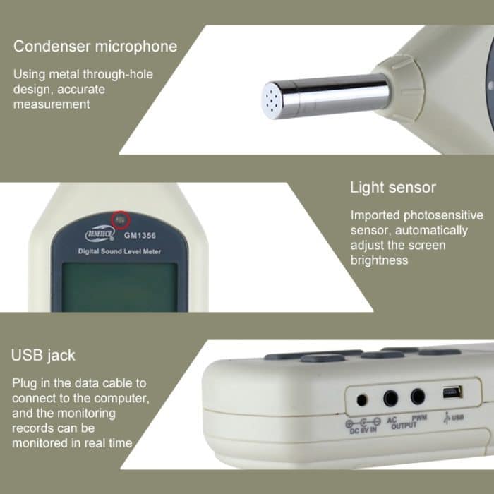 Digital Sound Level Meter mit USB-Anschluss (Bereich: 30 dB ~ 130db) (Beige) – Bild 6