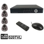 4-CH Embedded Digital Video Recorder Kit (1/3 Sony CCD, 520TVL, 24 x IR-LED, 6 mm Objektiv, IR-Abstand: 25 m, H.264 (8204EV + 622A)