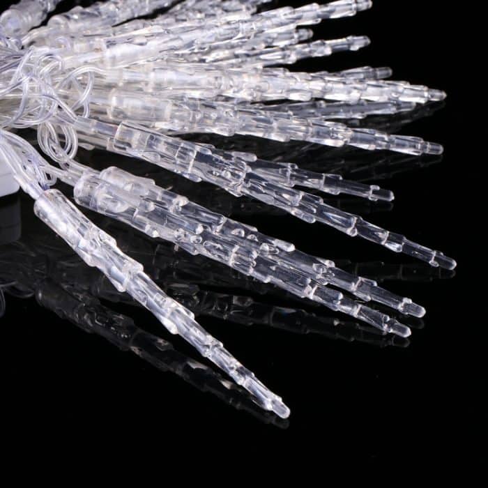 7m Eiszapfen Anhänger Dekoration Lichterketten, Mehrfarbiges 30-LED-Licht (AC 220V / EU-Stecker) (transparent) – Bild 3