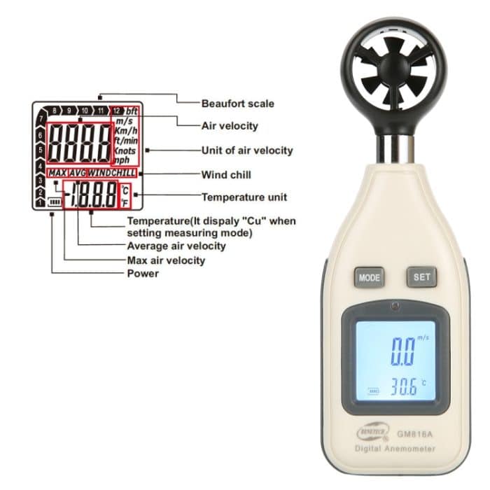 BENETECH Digital Electronic Anemometer (GM816A) (Weiß) – Bild 5