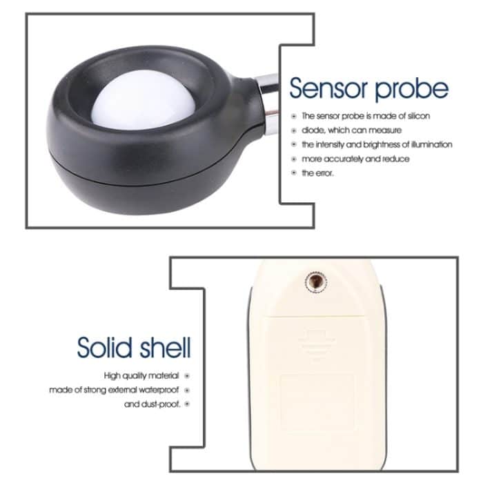 BENETECH Digital Light Lux Meter für Fabrik / Schule / Haus Verschiedene Anlässe, Reichweite: 0-200.000 Lux (GM1010) (Weiß) – Bild 6