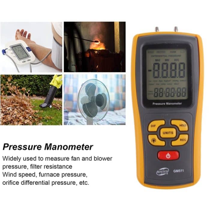 BENETECH GM511 LCD-Manometer-Druckmanometer (gelb) – Bild 13