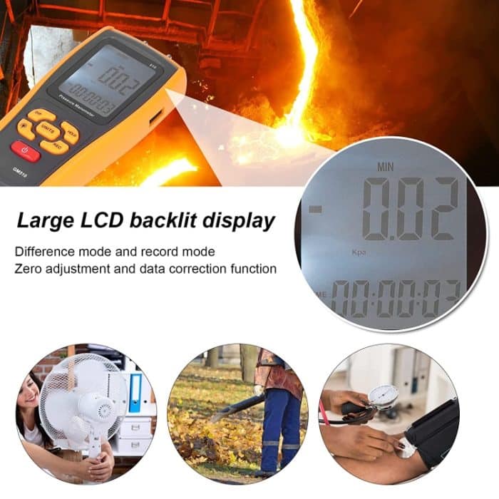 BENETECH GM510 LCD-Manometer-Druckmanometer (gelb) – Bild 16