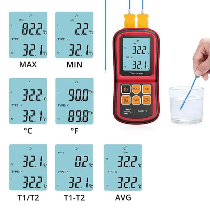 BENETECH GM1312 2,4-Zoll-LCD-Bildschirm Thermoelement-Thermometer Maß J, K, T, E, N und R Typ, Messbereich: -50 ~ 300C – Bild 7