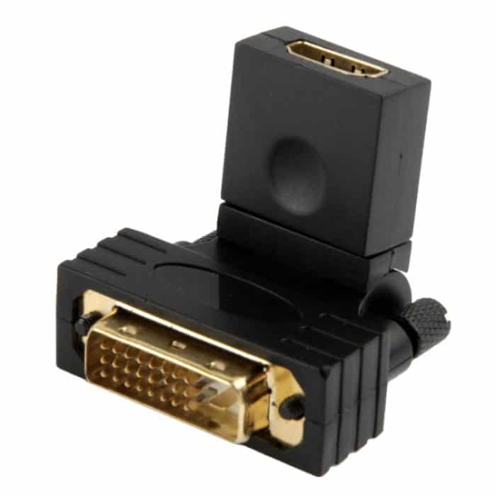 360 Grad Drehung Vergoldeter DVI 24 + 1 Pin Stecker auf 19 Pin HDMI Buchse Adapter – Bild 2