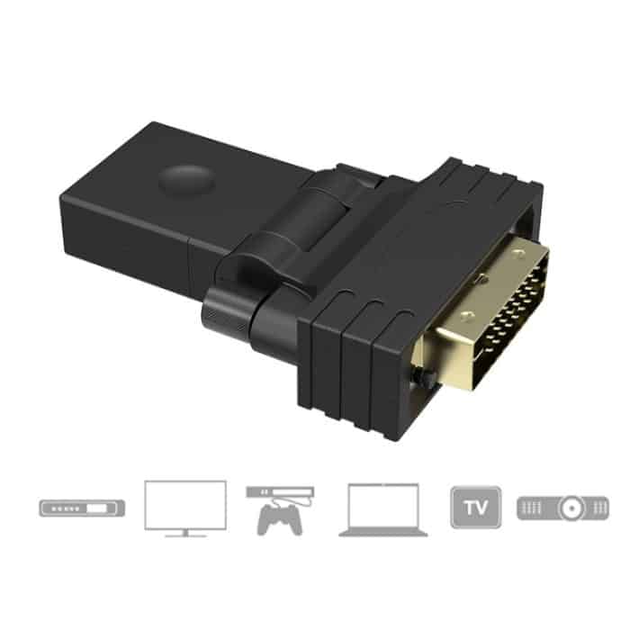 360 Grad Drehung Vergoldeter DVI 24 + 1 Pin Stecker auf 19 Pin HDMI Buchse Adapter – Bild 4