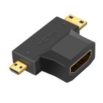 3 in 1 HDMI-Buchse auf Mini-HDMI-Stecker + Micro-HDMI-Steckeradapter (schwarz)