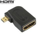 Vergoldeter Micro-HDMI-Stecker auf HDMI 19-polige Buchse mit 90-Grad-Winkel (schwarz)