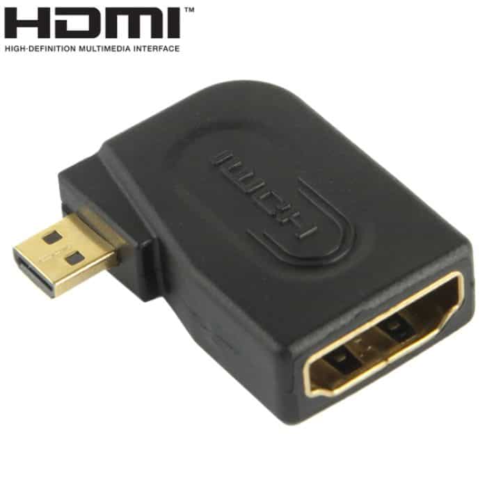 Vergoldeter Micro-HDMI-Stecker auf HDMI 19-polige Buchse mit 90-Grad-Winkel (schwarz) – Bild 2