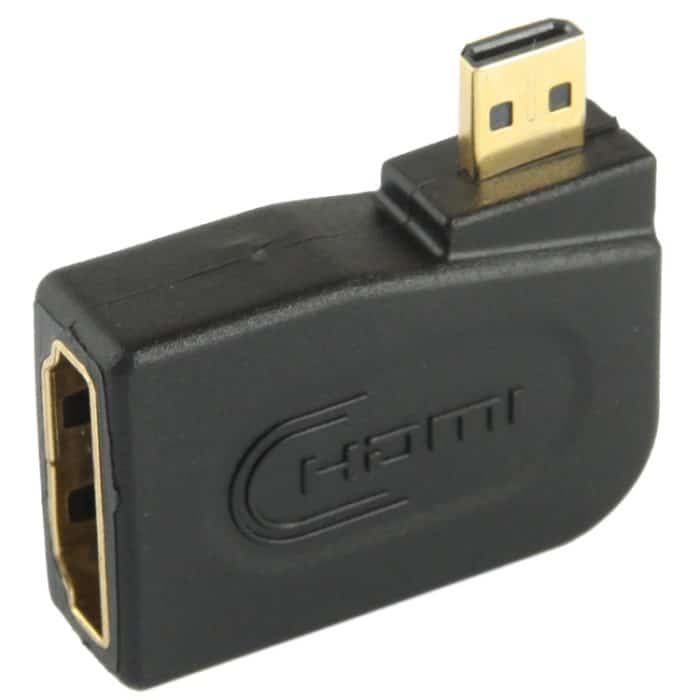 Vergoldeter Micro-HDMI-Stecker auf HDMI 19-polige Buchse mit 90-Grad-Winkel (schwarz) – Bild 4