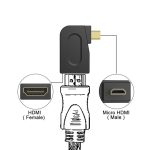 Vergoldeter Micro-HDMI-Stecker auf HDMI 19-polige Buchse mit 90-Grad-Winkel (schwarz) – Bild 6