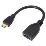 17 cm vergoldetes Mini-HDMI-Stecker auf 19-poliges HDMI-Kabel (schwarz)