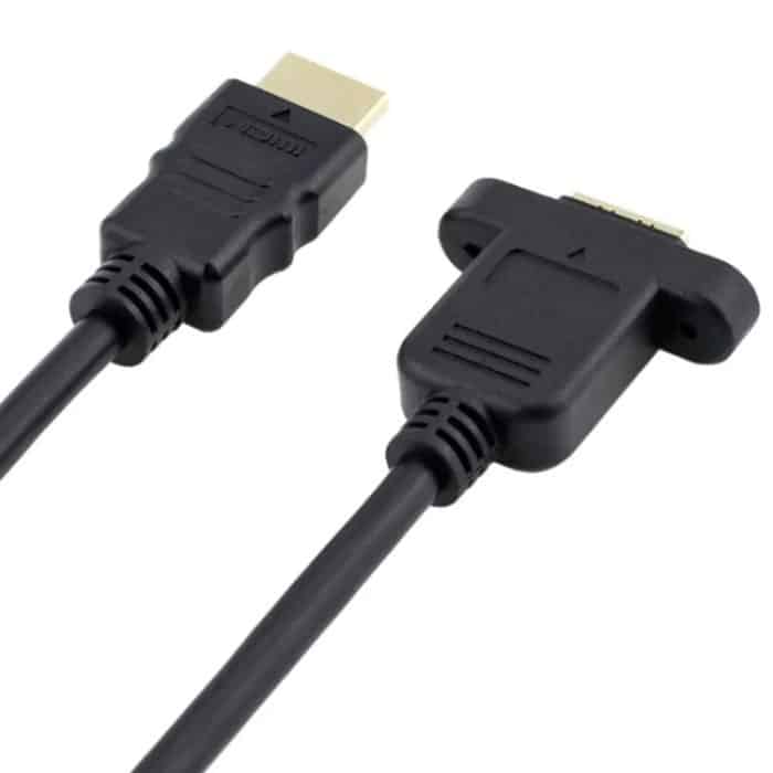 30 cm HDMI (Typ A) Stecker auf HDMI (Typ A) Buchse Adapterkabel mit 2 Schraubenlöchern – Bild 3