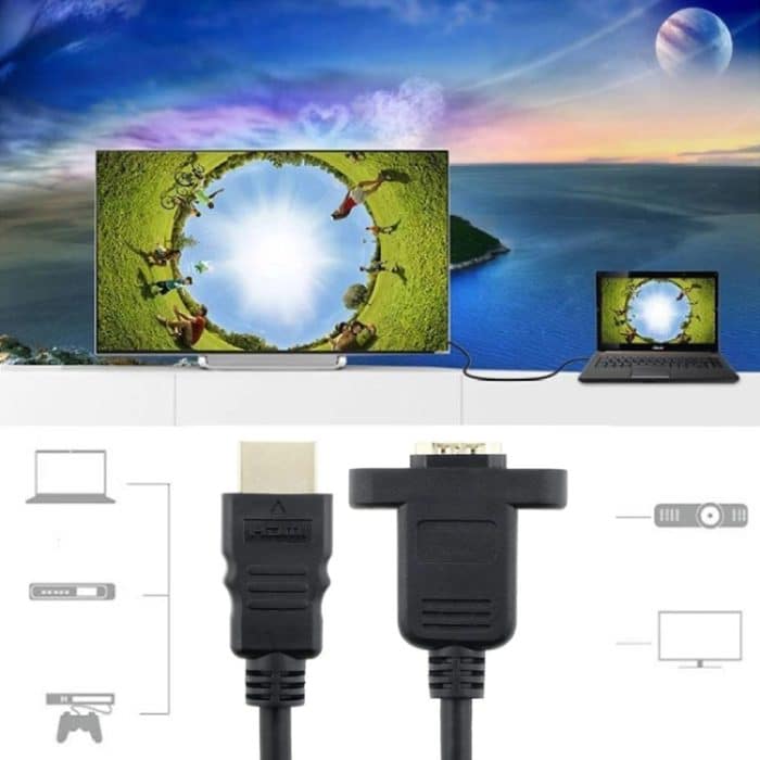 30 cm HDMI (Typ A) Stecker auf HDMI (Typ A) Buchse Adapterkabel mit 2 Schraubenlöchern – Bild 4