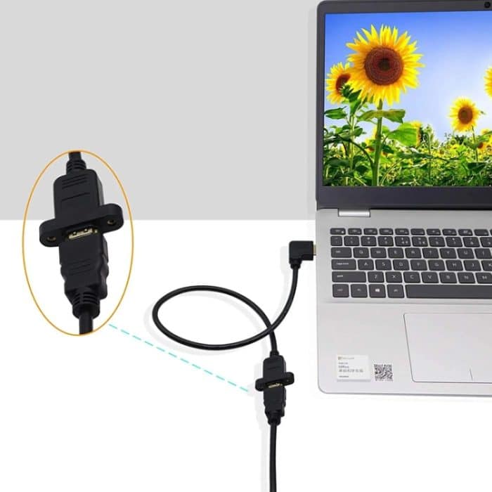 30 cm HDMI (Typ A) Stecker auf HDMI (Typ A) Buchse Adapterkabel mit 2 Schraubenlöchern – Bild 5