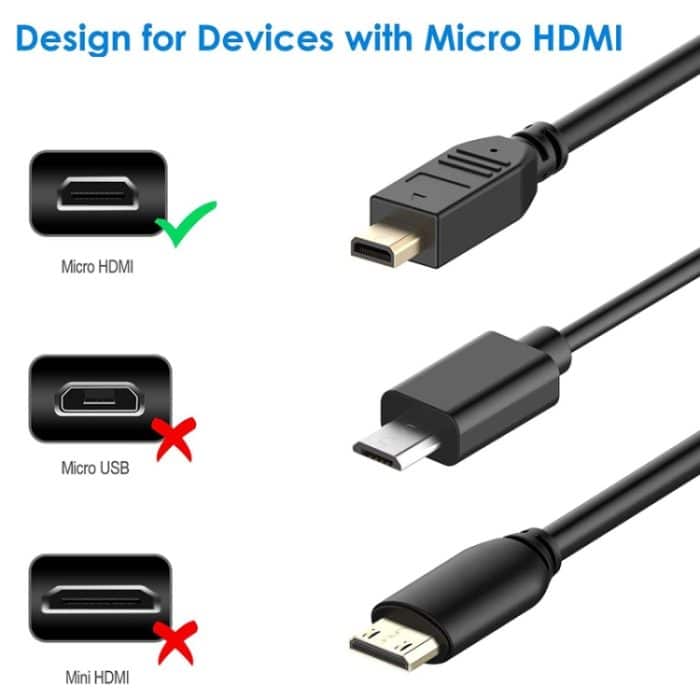30 cm Mini-HDMI-Stecker auf Micro-HDMI-Stecker-Adapterkabel – Bild 3
