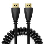 1.4 Version, vergoldetes 19-poliges HDMI-Stecker-zu-HDMI-Stecker-Spiralkabel, Unterstützung 3D / Ethernet, Länge: 60 cm (kann auf bis zu 2 m verlängert werden)