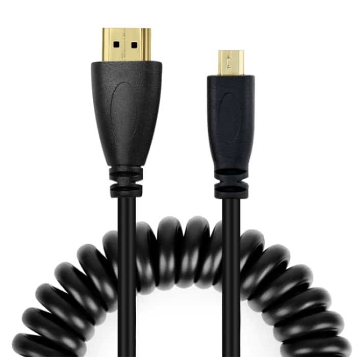 S-HDMI-2002.jpg 1.4 Version, vergoldetes Micro-HDMI-Stecker-zu-HDMI-Stecker-Spiralkabel, Unterstützung 3D / Ethernet, Länge: 60 cm (kann auf bis zu 2 m verlängert werden) – Bild 1