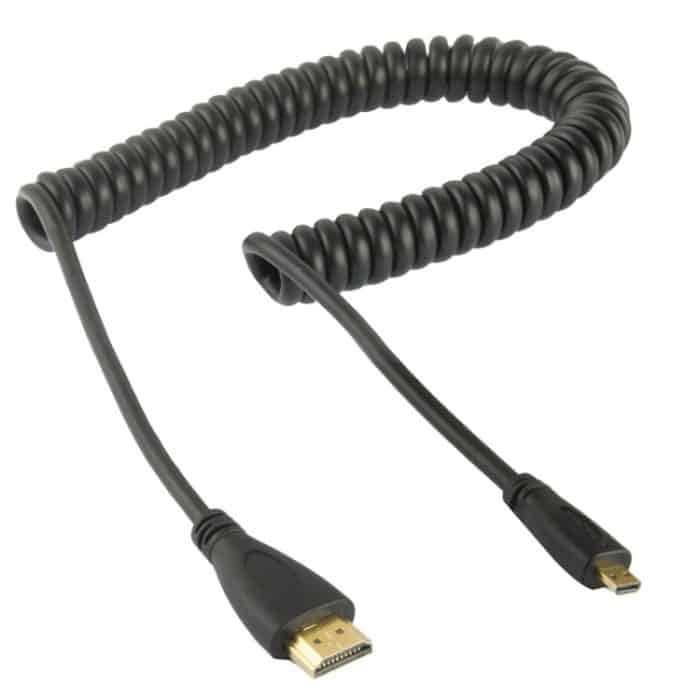 1.4 Version, vergoldetes Micro-HDMI-Stecker-zu-HDMI-Stecker-Spiralkabel, Unterstützung 3D / Ethernet, Länge: 60 cm (kann auf bis zu 2 m verlängert werden) – Bild 2