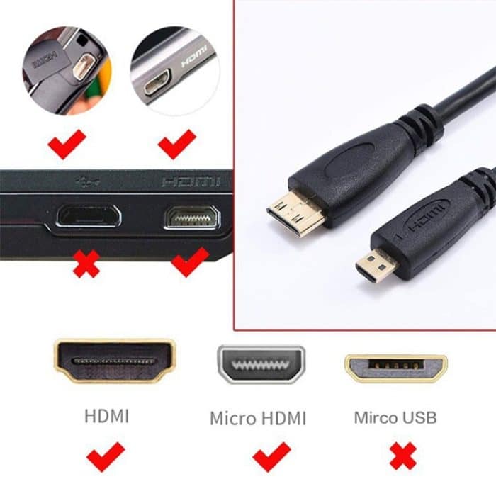 1.4 Version, vergoldetes Micro-HDMI-Stecker-zu-HDMI-Stecker-Spiralkabel, Unterstützung 3D / Ethernet, Länge: 60 cm (kann auf bis zu 2 m verlängert werden) – Bild 3