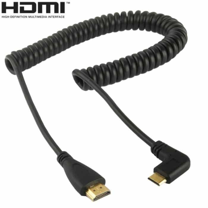 1.4 Version Vergoldetes Mini-HDMI-Stecker-zu-HDMI-Stecker-Spiralkabel, Unterstützung 3D / Ethernet, Länge: 0,6 m-2 m – Bild 1